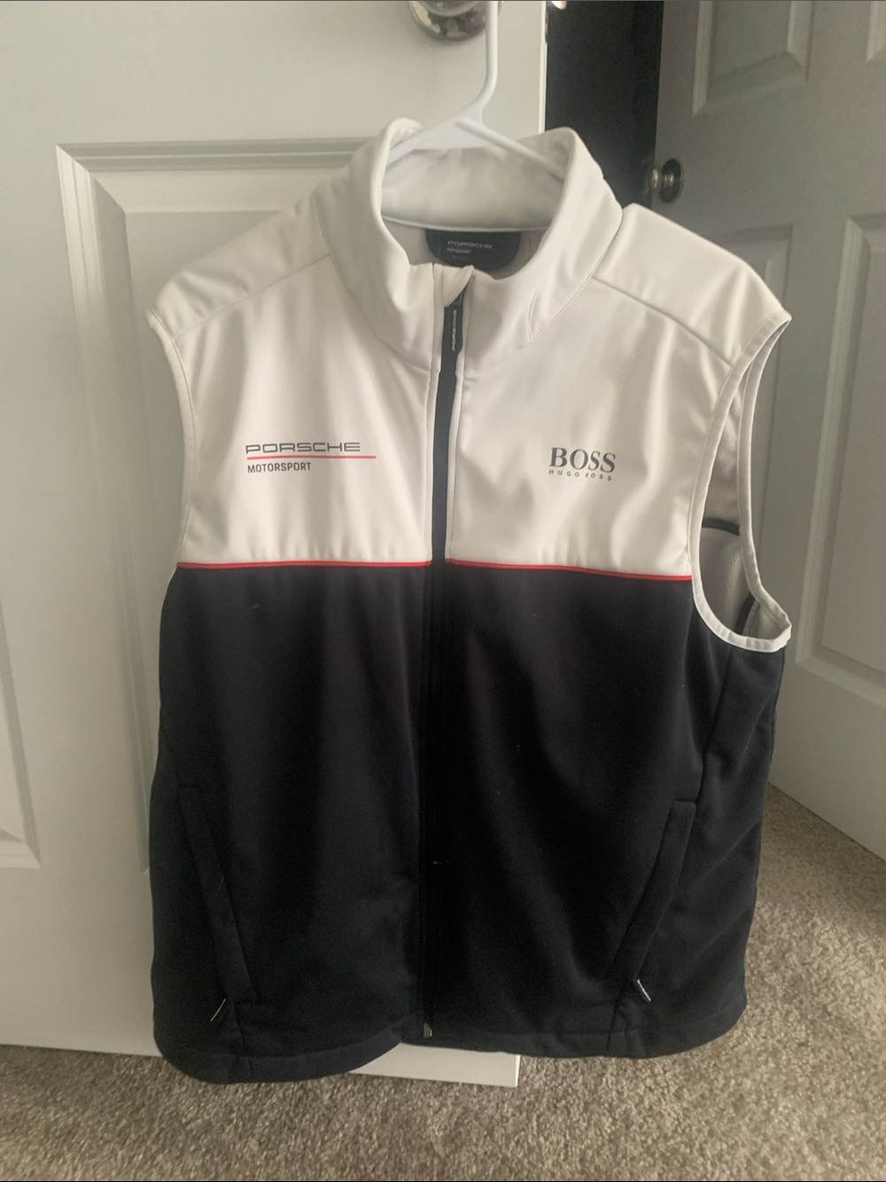 HUGO BOSS Porsche Motorsport Men's White & Navy Zip Vest